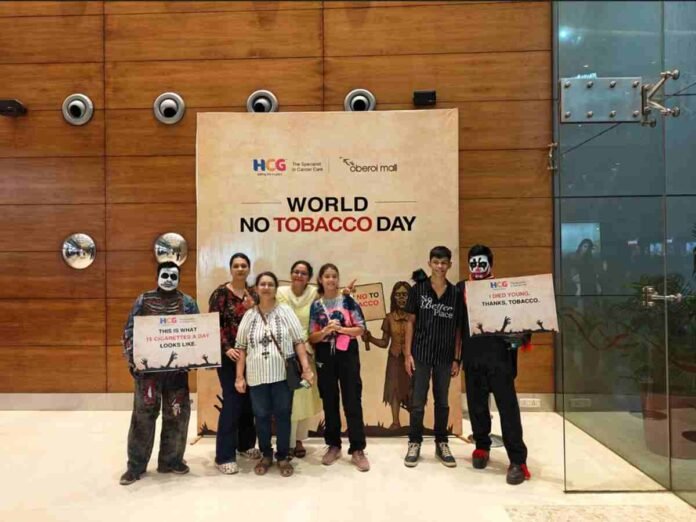 World No Tobacco Day, Tobacco awareness, Anti-tobacco campaign, Oral cancer, Cancer prevention, HCG Cancer Centre Borivali, Oberoi Mall, Borivali Station, Mumbai, Public health campaign, Zombie walk, Free cancer screening, LED warning, Health education, Gutka, Khaini, Smokeless tobacco, Early detection cancer, Cancer in India, HealthCare Global Enterprises ,HCG,